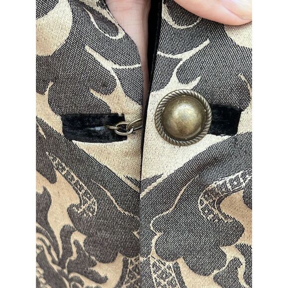 Soft Surroundings Damask Smoking Jacket Velvet Trim Coat Sz XS NEW - Picture 5 of 7
